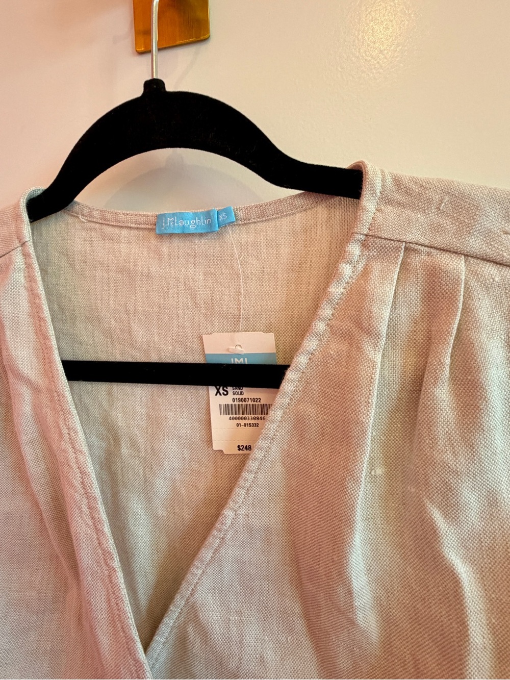 J. McLaughlin Light Beige Linen Wrap Dress with Tie Belt NWT - Picture 2 of 3